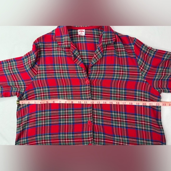 Plaid Red and Green Women’s Pajamas Button Front Long Sleeve Holiday Size Large - Picture 6 of 7